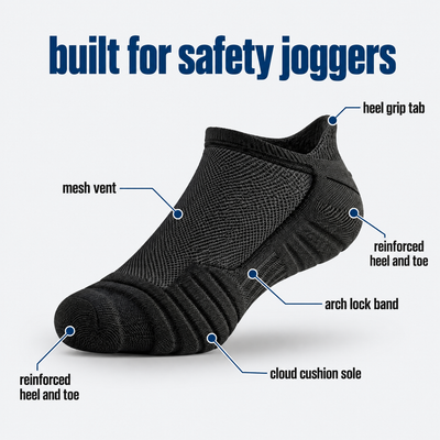 Built for safety joggers: Short Cut sock features
